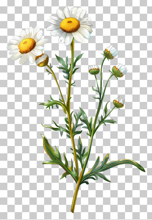 Chamomile - Daisy Flowers Botanical Illustration PNG