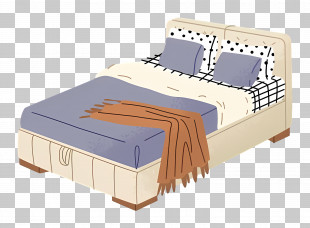 Queen Bed - Cozy Bed With Pillows And Blanket PNG
