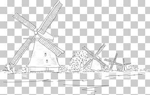 Netherlands Windmill Drawing Line Art PNG