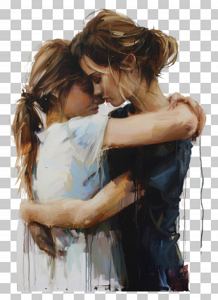 Friendship - Painting Of Hugging Women PNG