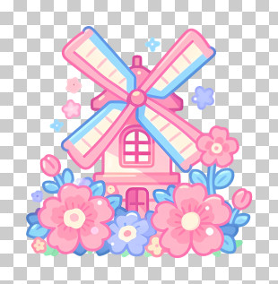 Pastel Floral Windmill PNG