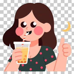 Woman Sipping A Drink - Cute Girl Enjoying Bubble Tea PNG
