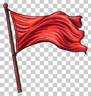 Hand Drawn Red Flag - Waving Red Flag Illustration PNG