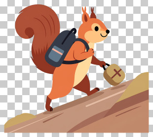 Hiking Squirrel With Backpack PNG