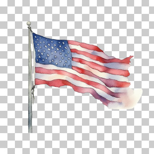 Fourth Of July - Watercolor Illustration Of The American Flag PNG