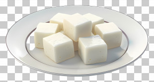 Paneer - Cubes Of White Butter Served On Plate PNG