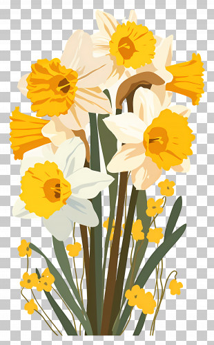 Easter Lily - Beautiful Yellow Daffodils In Bloom PNG