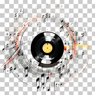 National Vinyl Record Day - Vinyl Record And Dynamic Musical Notes Illustration PNG