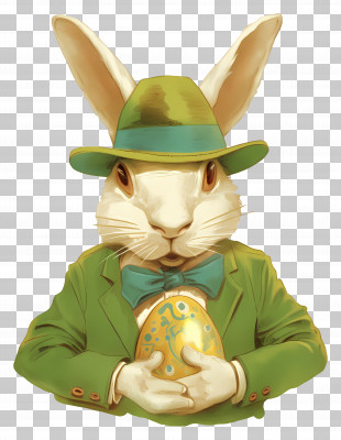 Easter Bunny - Rabbit Holding Golden Easter Egg PNG