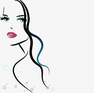 Face a beautiful young woman line art 2 Royalty Free Vector