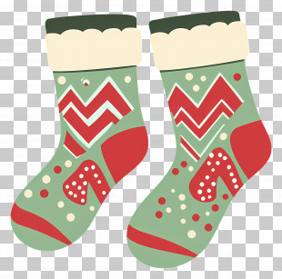 Christmas Socks - Green Festive Christmas Socks With Designs PNG