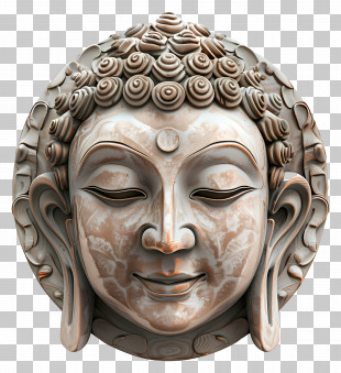 Buddha Head - Peaceful Buddha Face Sculpture For Decor PNG