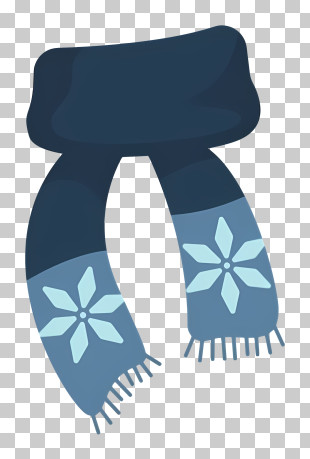 Scarf - Blue Winter Scarf With Snowflake Pattern PNG