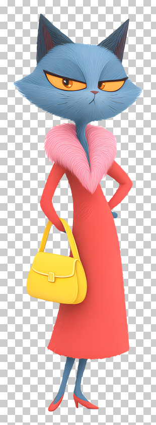 Russian Blue - Chic Blue Cat In Red Dress PNG
