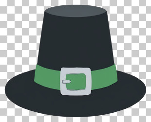 Pilgrim Hat - Black Pilgrim Hat With Green Buckle PNG