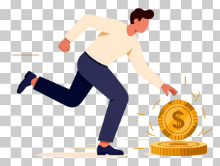 Man Running To Grab Coin PNG