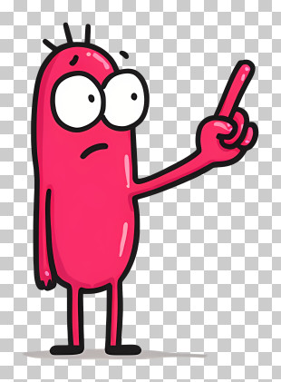 Cartoon Pointing Down - Pink Cartoon Character Pointing PNG
