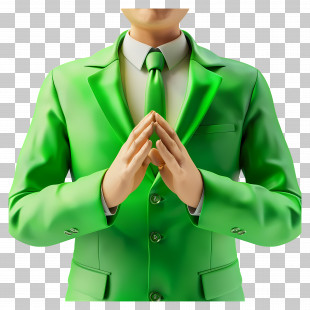 Businessman Applauding - Person In Green Suit PNG