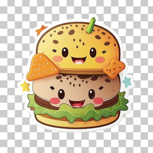 Double Cheese Burger - Adorable Cartoon Burger With Smiling Face PNG