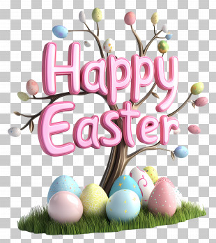 Happy Easter - Happy Easter Eggs And Tree PNG