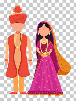 Indian Wedding Couple - Indian Bride And Groom In Wedding Attire PNG