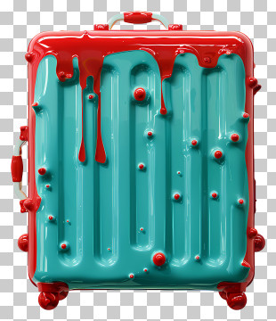 Luggage - Colorful Suitcase With Red And Blue Design PNG