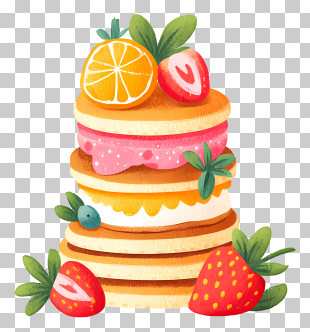Fruity Pancake Tower Illustration PNG