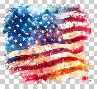 4th Of July - Watercolor American Flag PNG