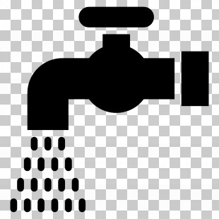 Water Tap - Black Water Tap With Flowing Water Symbol PNG