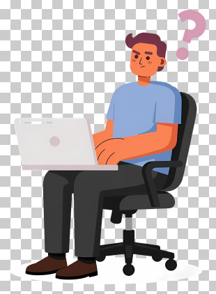 Confused Man At Laptop PNG