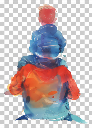 Father And Son - Watercolor Parent And Child Art PNG