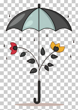 Cartoon - Cartoon Umbrella With Flowers PNG