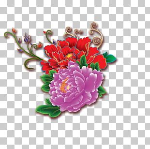 Floral Design Moutan Peony Ink Wash Painting Chinese Painting PNG
