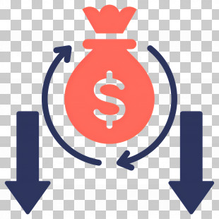 Investment Down - Money Bag Finance Icon PNG