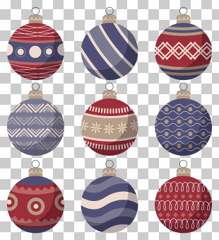 Christmas Ornaments - Patterned Christmas Holiday Ornaments PNG