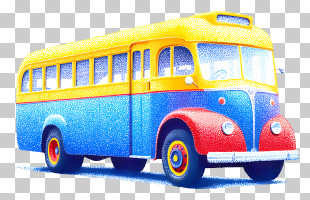 Vintage Bus - Colorful Retro Bus Illustration PNG