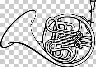 french horn clipart black and white