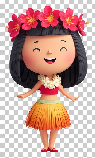 Hula Doll - Hula Girl With Flower Crown PNG