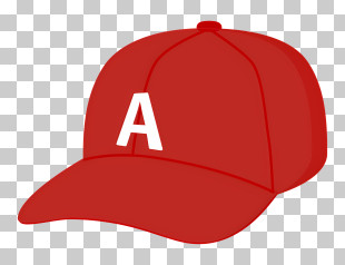 Baseball - Red Baseball Cap With Letter A PNG