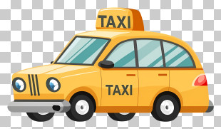 Taxi - Yellow Cartoon Taxi Car Illustration PNG