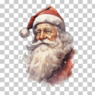 Santa Claus - Santa Claus Portrait With Red Hat And White Beard PNG