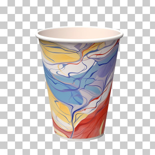 Paper Cup - Colorful Artistic Paper Cup With Abstract Design PNG