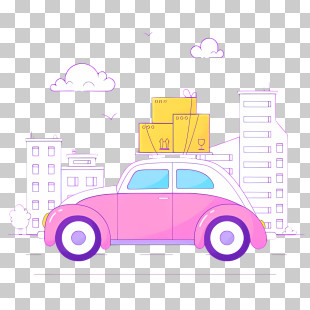 Art Background - Car With Boxes In The City Illustration PNG
