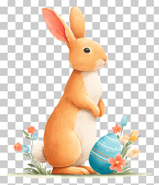Cute Easter Bunny With Egg PNG
