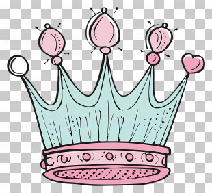 Doodle Crown - Beautiful Decorative Crown In Pastel Colors PNG
