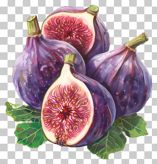 Figs - Realistic Figs With Leaves And Sliced Detail PNG