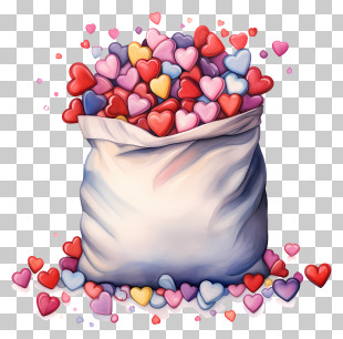 Confetti - Bag Of Colorful Hearts PNG