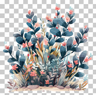 Flower Shrub - Flowering Garden Bush PNG