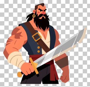 Bold Bearded Pirate Hero PNG