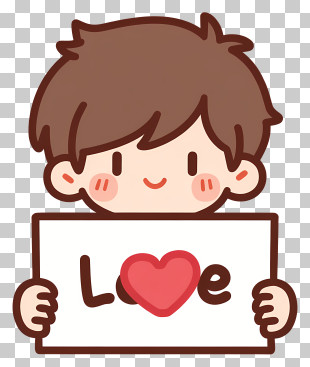 Cute Boy Holding LOVE Sign PNG
